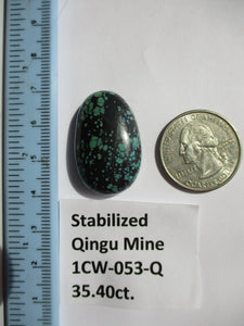 35.4 ct. (31x24.5x9 mm) Stabilized Qingu Mine (Hubei) Turquoise Cabochon, Gemstone, 1CW 053