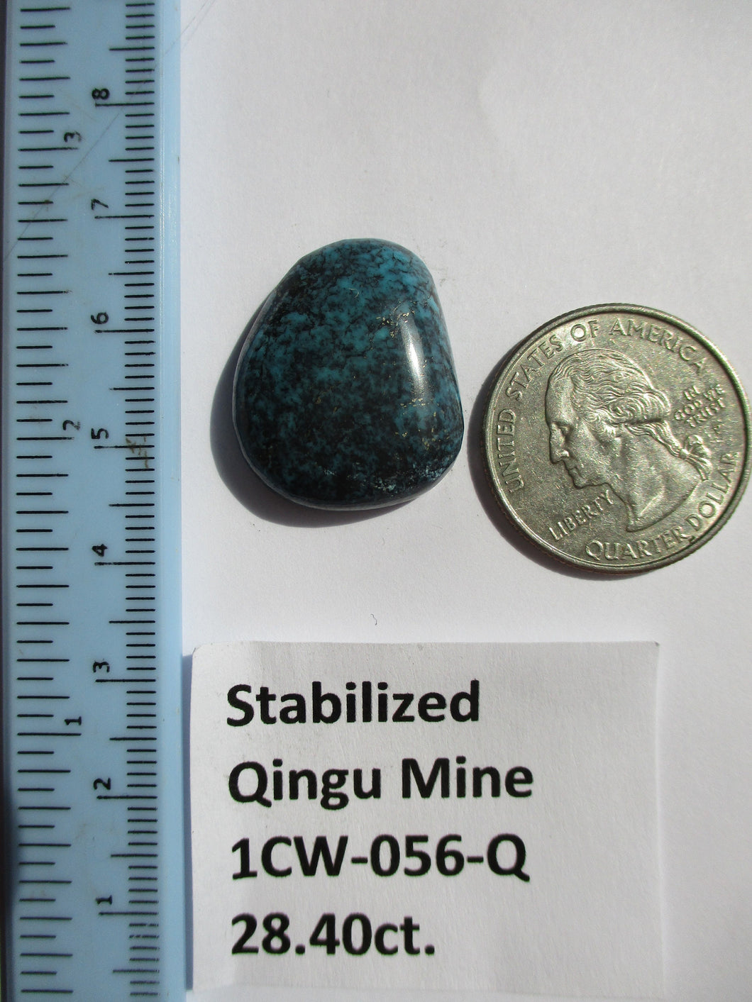 28.4 ct. (24x20.5x7 mm) Stabilized Qingu Mine (Hubei) Turquoise Cabochon, Gemstone, 1CW 056