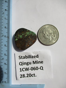 28.2 ct. (24x23.5x7 mm) Stabilized Qingu Mine (Hubei) Turquoise Cabochon, Gemstone, 1CW 060