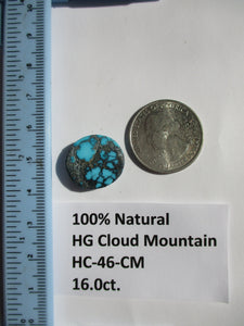 16.0 ct. (19x17x6 mm) 100% Natural High Grade Web Cloud Mountain (Hubei)) Turquoise Cabochon Gemstone, HC 46