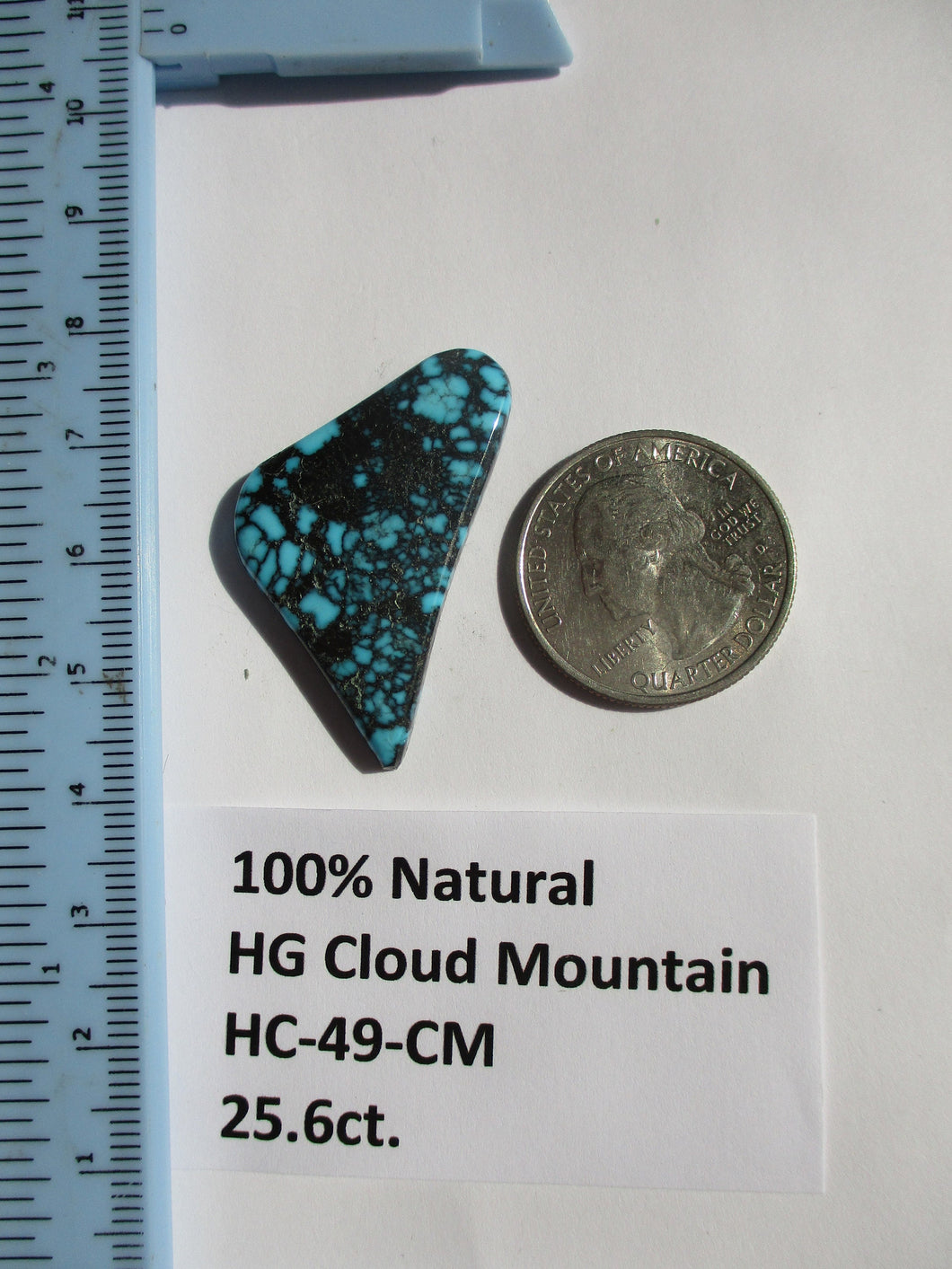 25.6 ct. (38x20x5x4.5 mm) 100% Natural High Grade Web Cloud Mountain (Hubei)) Turquoise Cabochon Gemstone, HC 49