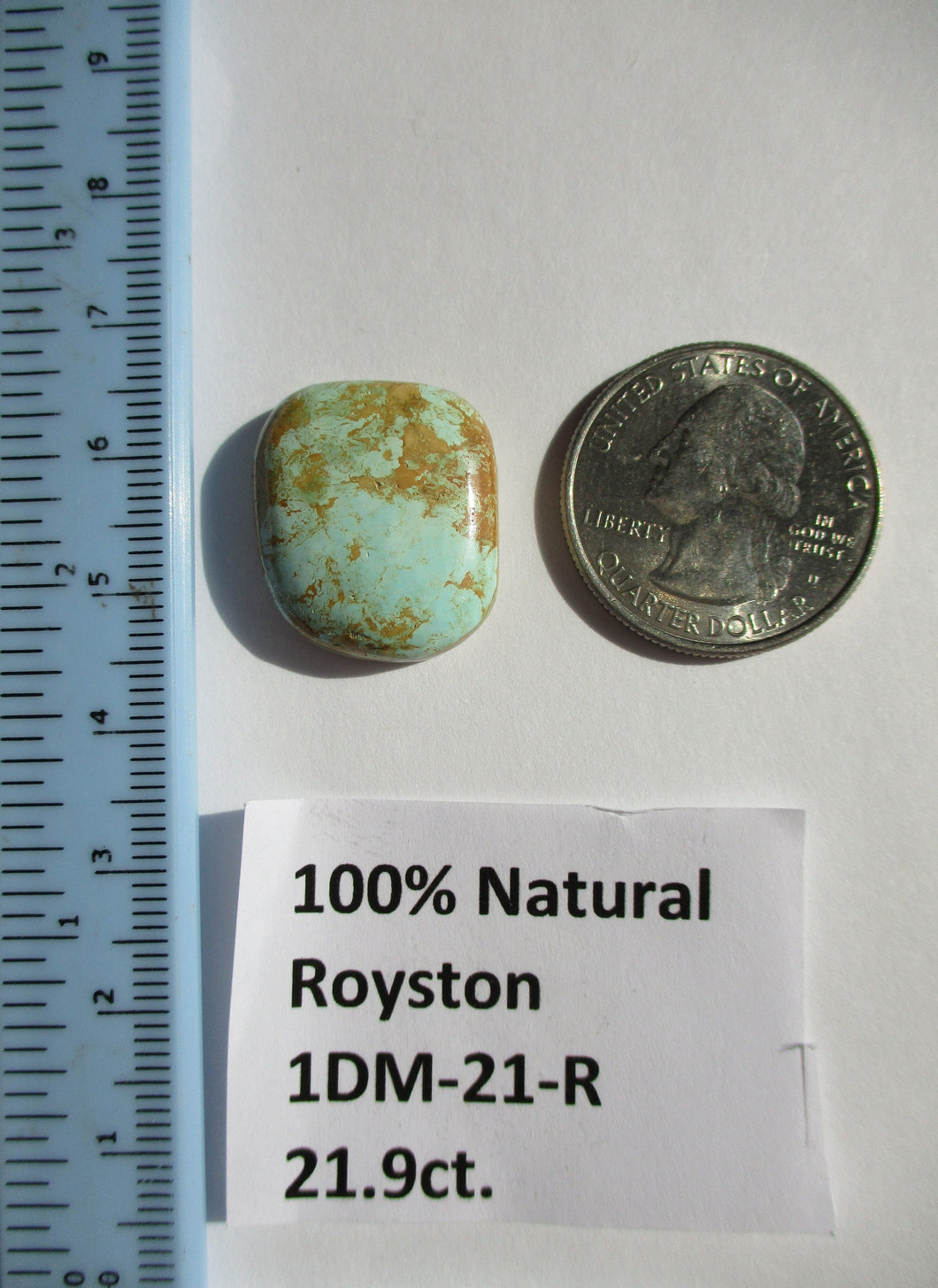 21.9 ct (22x19x6.5 mm) 100% Natural Royston Turquoise Cabochon Gemstone, 1DM 21