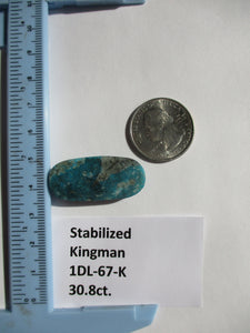 30.8 ct. (24.5x15.5x6 mm) Stabilized Kingman Turquoise Cabochon Gemstone, 1DL 67