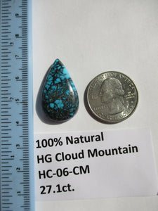27.1 ct. (29x17.5x7 mm) 100% Natural High Grade Web Cloud Mountain (Hubei)) Turquoise Cabochon Gemstone, HC 06
