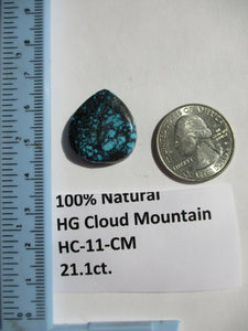 21.1 ct. (23x21x5 mm) 100% Natural High Grade Web Cloud Mountain (Hubei)) Turquoise Cabochon Gemstone, HC 11