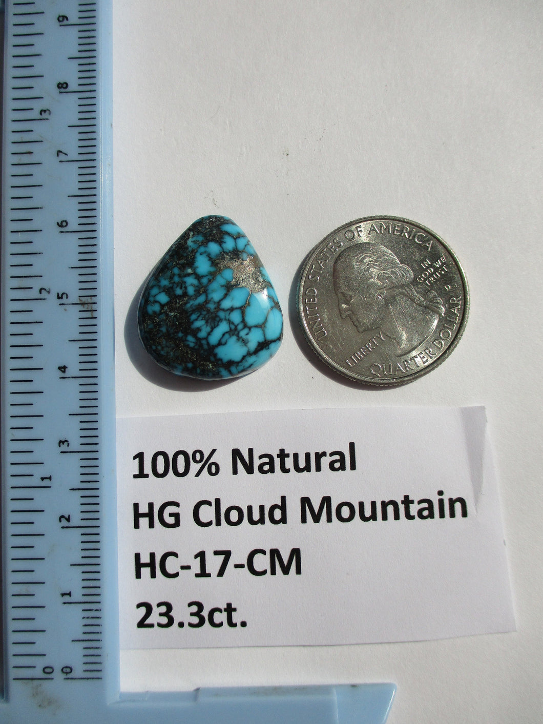 23.3 ct. (24x21x6 mm) 100% Natural High Grade Web Cloud Mountain (Hubei) Turquoise Cabochon Gemstone, HC 17