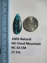 Load image into Gallery viewer, 17.1 ct. (33x13x5 mm) 100% Natural High Grade Web Cloud Mountain (Hubei) Turquoise Cabochon Gemstone, HC 32