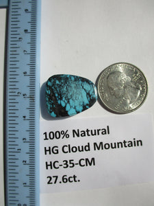 27.6 ct. (24x20x6.5 mm) 100% Natural High Grade Web Cloud Mountain (Hubei) Turquoise Cabochon Gemstone, HC 35