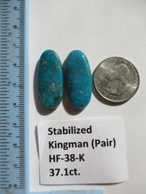 Load image into Gallery viewer, 37.1 ct (31x13x5 mm) Stabilized Kingman Turquoise Pair Cabochon Gemstone, HF 38