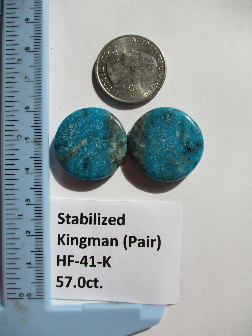 57.0 ct (25 round x 5.5 mm) Stabilized Kingman Turquoise Pair Cabochon Gemstone, HF 41