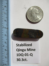 Load image into Gallery viewer, 30.3 ct. (41x12x6 mm) Stabilized Qingu Mine (Hubei) Turquoise Cabochon, Gemstone, 1DQ 01