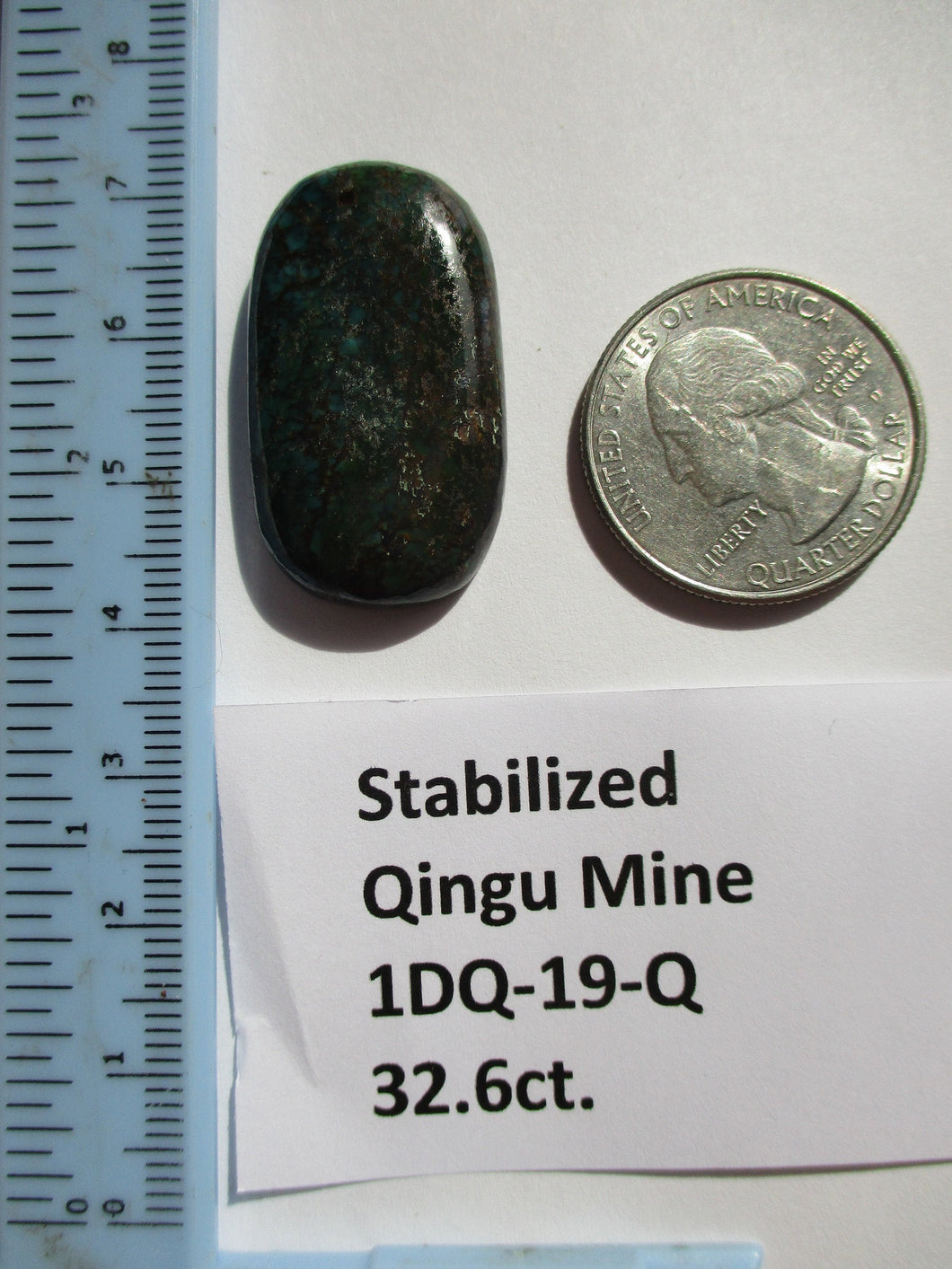 32.6 ct. (32x18x6 mm) Stabilized Qingu Mine (Hubei) Turquoise Cabochon, Gemstone, 1DQ 019