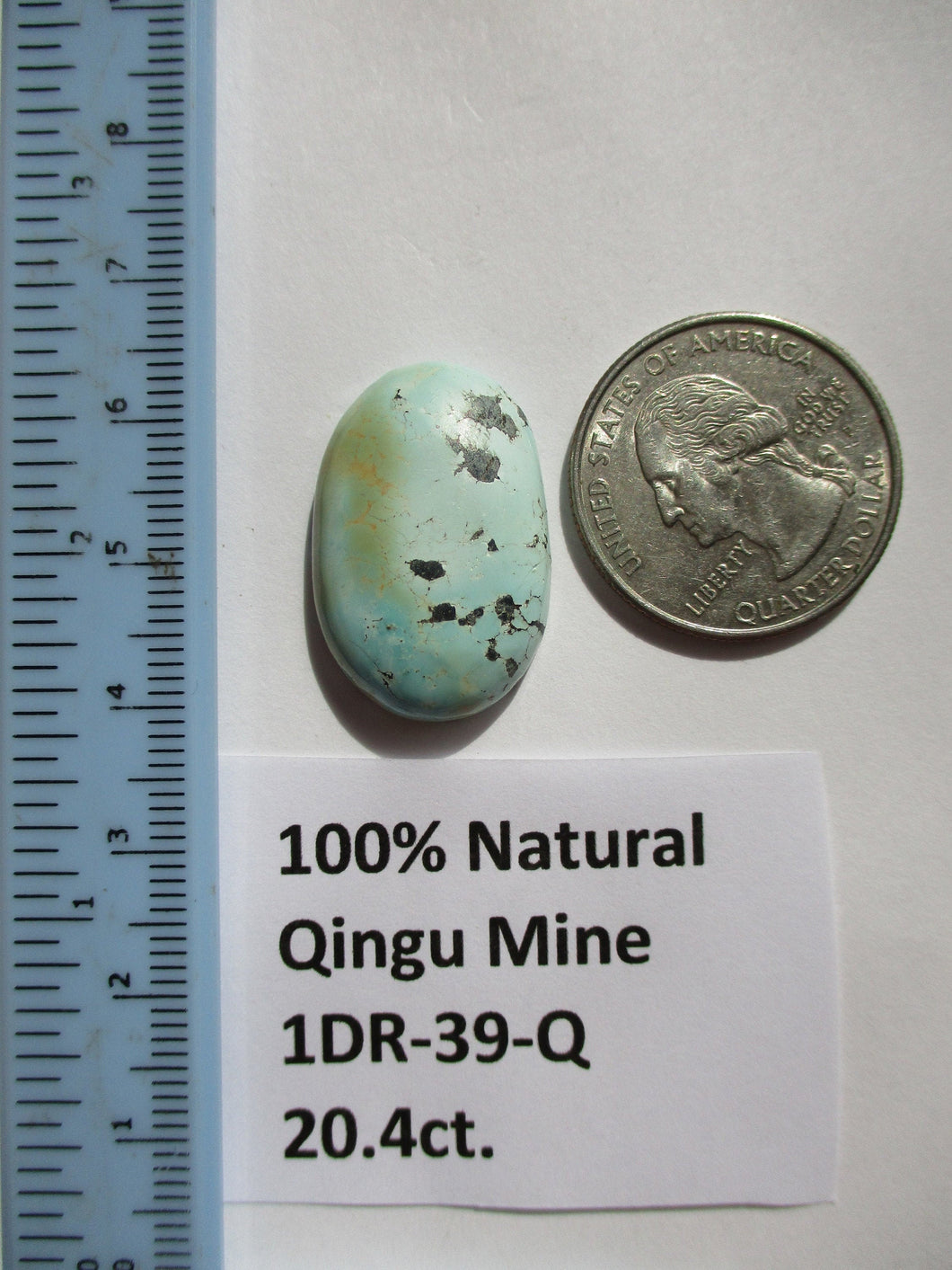 20.4 ct. (26x17x6.5 mm)  100% Natural Web Qingu Mine (Hubei) Turquoise Cabochon, Gemstone, # 1DR 39