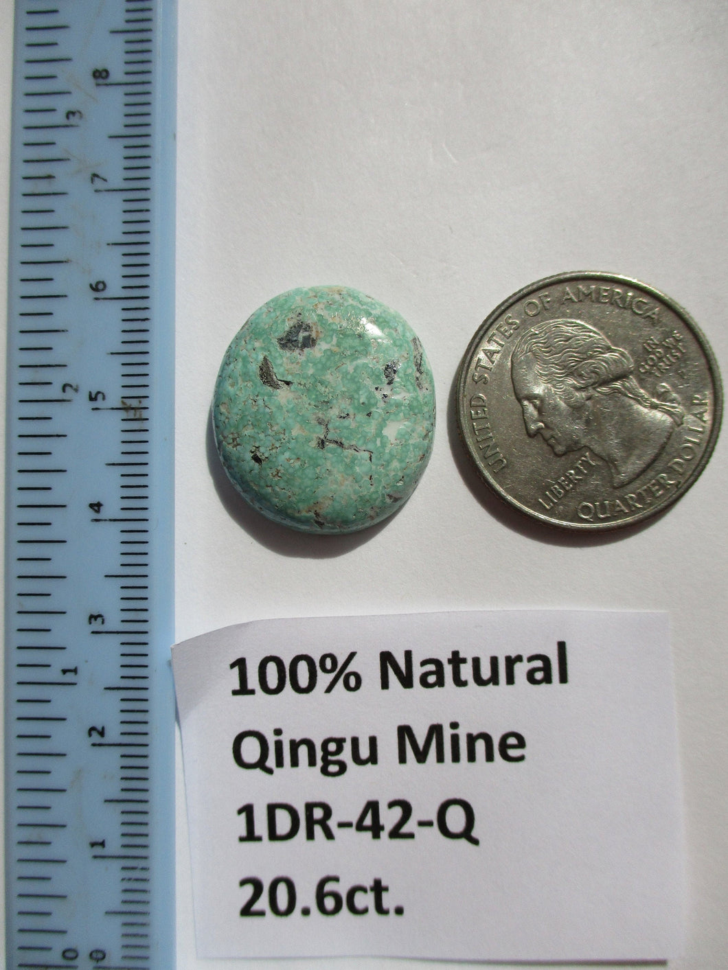 20.6 ct. (23x21x6 mm)  100% Natural Web Qingu Mine (Hubei) Turquoise Cabochon, Gemstone, # 1DR 42