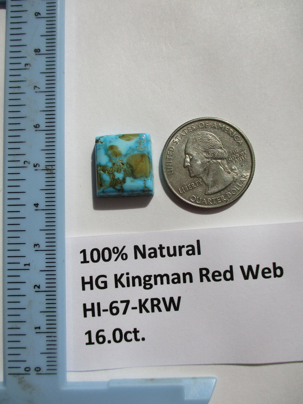 16.0 ct. (16x14.5x6 mm) 100% Natural High Grade Kingman Red Web Polychrome Turquoise Cabochon Gemstone, # HI 67