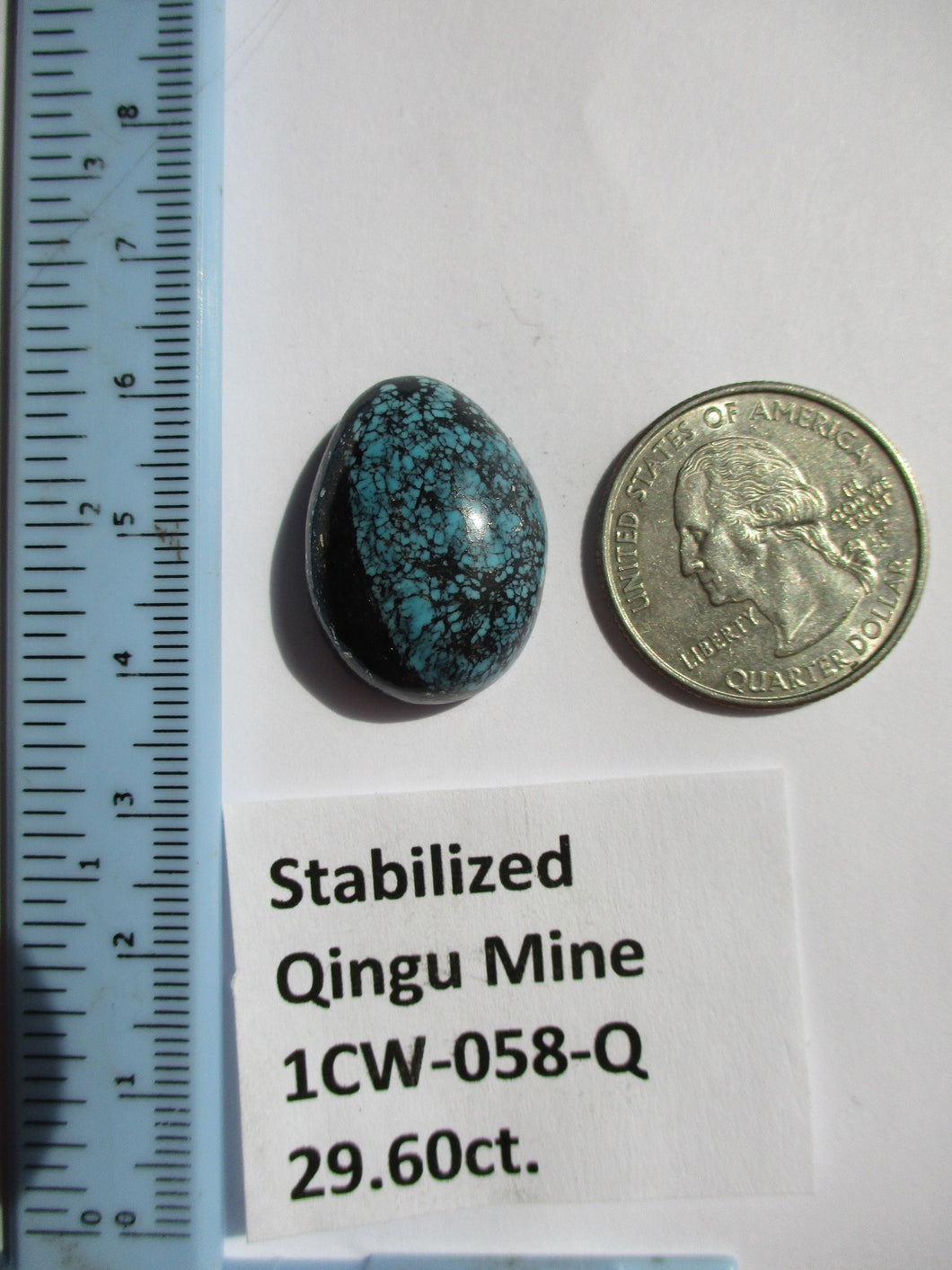 29.6 ct. (24x18x9 mm) Stabilized Qingu Mine (Hubei) Turquoise Cabochon, Gemstone, 1CW 058