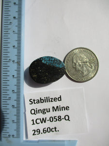 29.6 ct. (24x18x9 mm) Stabilized Qingu Mine (Hubei) Turquoise Cabochon, Gemstone, 1CW 058