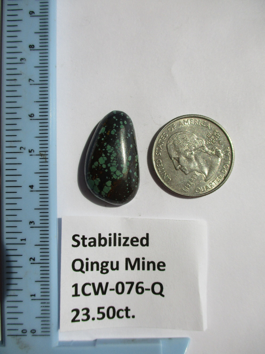 23.5 ct. (27x16.5x8 mm) Stabilized Qingu Mine (Hubei) Turquoise Cabochon, Gemstone, 1CW 076
