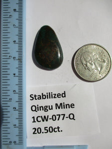 20.5 ct. (29x18.5x5 mm) Stabilized Qingu Mine (Hubei) Turquoise Cabochon, Gemstone, 1CW 077