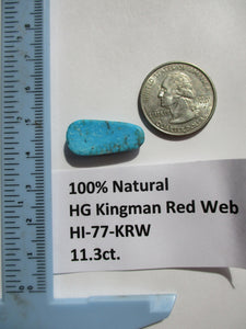 11.3 ct. (24x11x5 mm) 100% Natural High Grade Kingman Red Web Turquoise Cabochon Gemstone, # HI 77