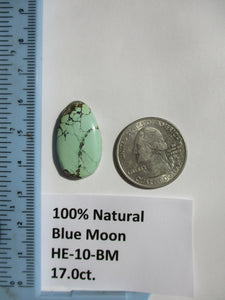 17.0 ct. (26x15x5 mm) 100% Natural Blue Moon Turquoise Cabochon Gemstone, HE 10