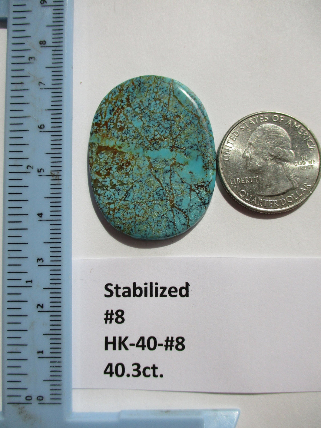 40.3 ct. (39x29.5x4 mm) Stabilized Web #8 Turquoise, Cabochon Gemstone, # HK 40