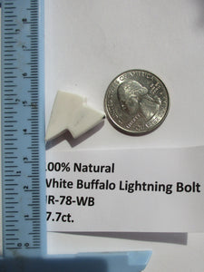 17.7 ct (23x19x6.5 mm) 100% Natural White Buffalo Lightning Bolt Cabochon Gemstone, HR 78