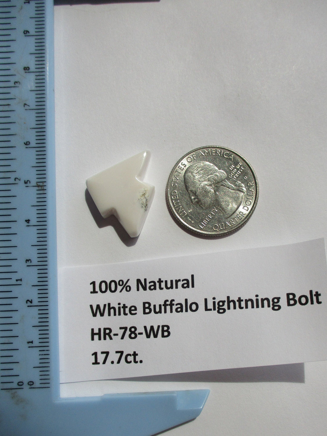 17.7 ct (23x19x6.5 mm) 100% Natural White Buffalo Lightning Bolt Cabochon Gemstone, HR 78