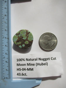 43.6 ct. (25x5x24x9.5 mm ) 100% Natural Moon Mine (Hubei) Turquoise Nugget cut Cabochon Gemstone, # HS 04