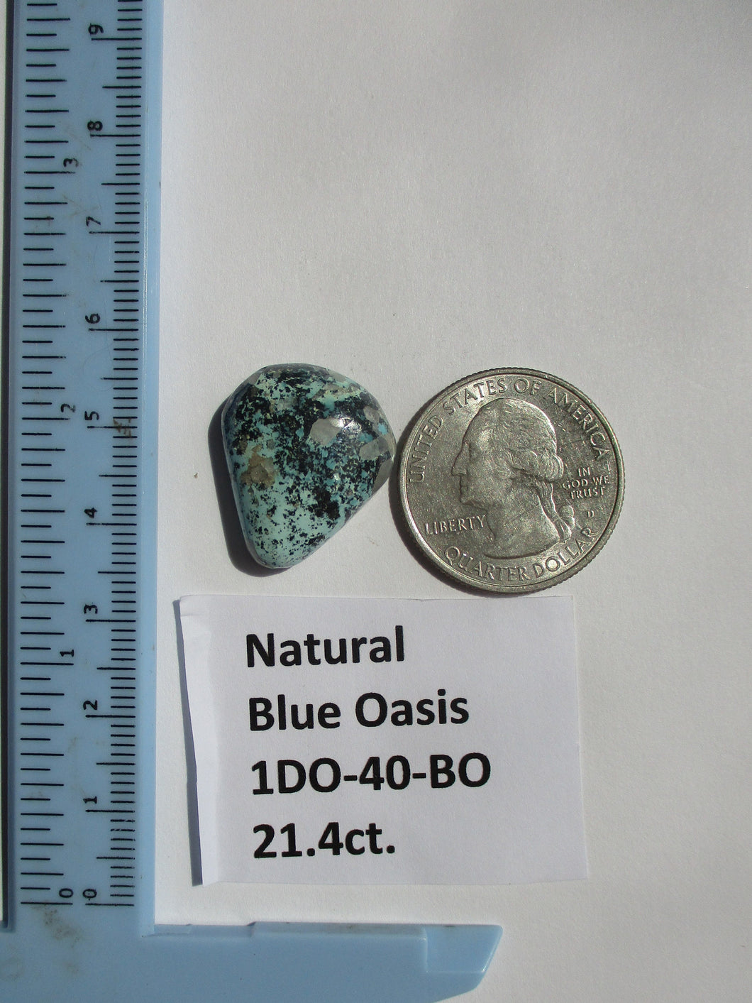 21.4 ct. (20x8x5 mm) Natural Blue Oasis Turquoise (backed) Cabochon Gemstone, 1DO 40