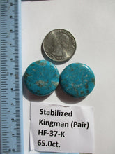Load image into Gallery viewer, 65.0 ct (25 round x 6.5 mm) Stabilized Kingman Turquoise Pair Cabochon Gemstone, HF 37