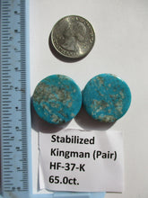 Load image into Gallery viewer, 65.0 ct (25 round x 6.5 mm) Stabilized Kingman Turquoise Pair Cabochon Gemstone, HF 37