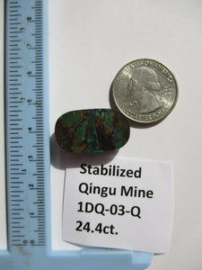 24.4 ct. (26x15x7 mm) Stabilized Qingu Mine (Hubei) Turquoise Cabochon, Gemstone, 1DQ 03