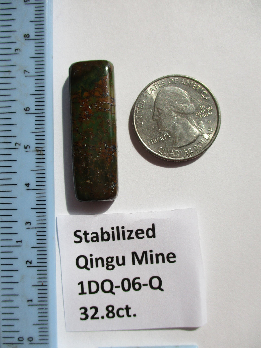32.8 ct. (38.5x12x6 mm) Stabilized Qingu Mine (Hubei) Turquoise Cabochon, Gemstone, 1DQ 06