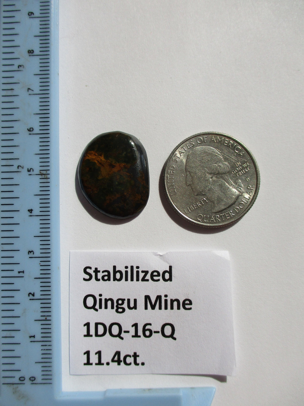 11.4 ct. (22x18x4 mm) Stabilized Qingu Mine (Hubei) Turquoise Cabochon, Gemstone, 1DQ 016