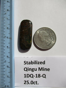 25.0 ct. (33x14x5.5 mm) Stabilized Qingu Mine (Hubei) Turquoise Cabochon, Gemstone, 1DQ 018