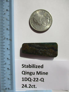 24.2 ct. (36x15x5 mm) Stabilized Qingu Mine (Hubei) Turquoise Cabochon, Gemstone, 1DQ 022