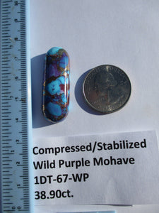 38.9 ct. (38x14x7 mm) Pressed/Dyed/Stabilized Kingman Wild Purple Mohave Turquoise Gemstone # 1DT 67