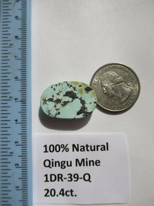 20.4 ct. (26x17x6.5 mm)  100% Natural Web Qingu Mine (Hubei) Turquoise Cabochon, Gemstone, # 1DR 39