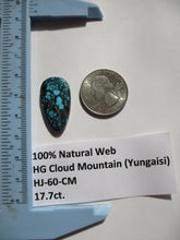 Load image into Gallery viewer, 17.7 ct. (28x16x5 mm) 100% Natural High Grade Web Cloud Mountain (Hubei) Turquoise Cabochon Gemstone, # HJ 60