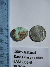 Load image into Gallery viewer, 15.3 ct. (25x19x4 mm) 100% Natural Rare Grasshopper Turquoise Cabochon Gemstone, # 2AM 063 s