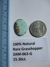 Load image into Gallery viewer, 15.3 ct. (25x19x4 mm) 100% Natural Rare Grasshopper Turquoise Cabochon Gemstone, # 2AM 063 s