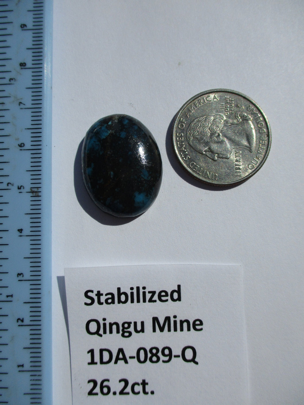 26.2 ct. (26x19.5x7 mm) Stabilized Qingu Mine (Hubei) Turquoise Cabochon Gemstone, # 1DA 089