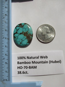 38.6 ct. (30x25x5.5 mm) 100% Natural High Grade Web Bamboo Mountain (Hubei) Turquoise Cabochon Gemstone, # HO 70