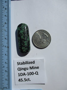45.5 ct. (39x16.5x9 mm) Stabilized Qingu Mine (Hubei) Turquoise Cabochon Gemstone, # 1DA 100