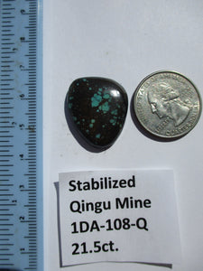 21.5 ct. (26x22x6 mm) Stabilized Qingu Mine (Hubei) Turquoise Cabochon Gemstone, # 1DA 108