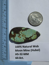 Load image into Gallery viewer, 60.0 ct. (48x25x6 mm ) 100% Natural  Web Moon Mine (Hubei) Turquoise  Cabochon Gemstone, # HS 32