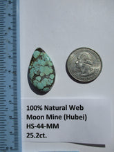 Load image into Gallery viewer, 25.2 ct. (30.5x18x6 mm ) 100% Natural Web Moon Mine (Hubei) Turquoise  Cabochon Gemstone # HS 44