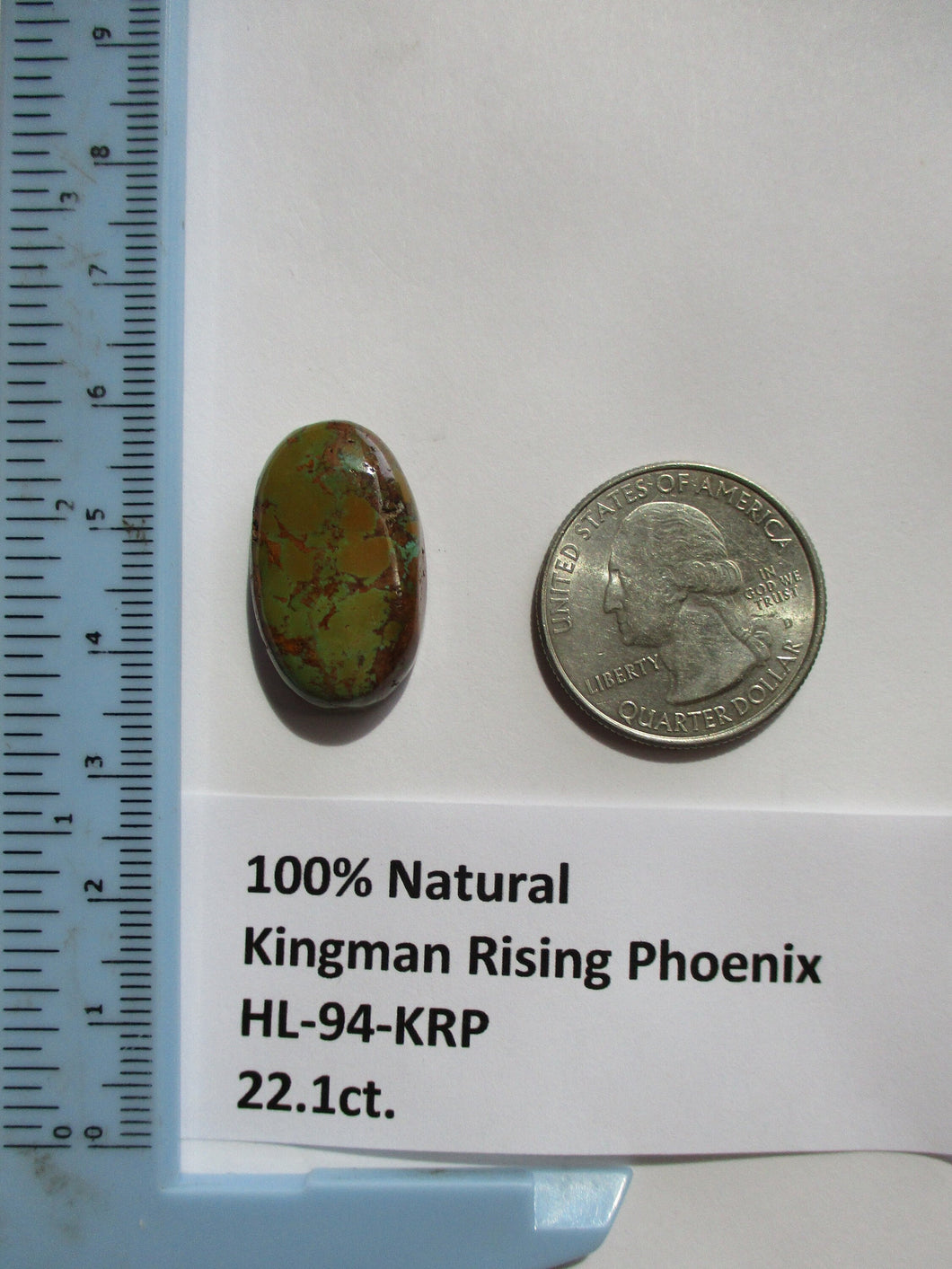 22.1 ct. (25x15x7 mm) 100% Natural Kingman Rising Phoenix Turquoise Cabochon Gemstone, HL 94