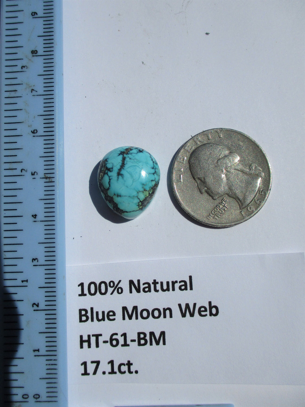 17.1 ct. (17x15x8 mm) 100% Natural Web Blue Moon Turquoise Cabochon Gemstone # HT 61